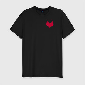 Мужская футболка премиум с принтом Lucifer wings в Кировске, 92% хлопок, 8% лайкра | приталенный силуэт, круглый вырез ворота, длина до линии бедра, короткий рукав | дьявольское сердечко | коварный | крылья | лайк | рога | сердце | чёртик