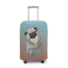 Чехол для чемодана 3D с принтом Карманный мопс в Кировске, 86% полиэфир, 14% спандекс | двустороннее нанесение принта, прорези для ручек и колес | Тематика изображения на принте: pug | карман | карманный мопс | малыш | милый | мопс | пес | песик | собака | собачка