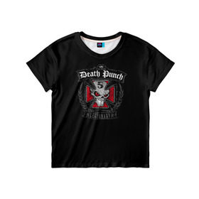 Детская футболка 3D с принтом Five Finger Death Punch в Кировске, 100% гипоаллергенный полиэфир | прямой крой, круглый вырез горловины, длина до линии бедер, чуть спущенное плечо, ткань немного тянется | Тематика изображения на принте: 5fdp | ffdp | five finger | five finger death | five finger death punch | metal | rock | метал | рок