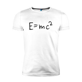 Мужская футболка премиум с принтом E=mc2 в Кировске, 92% хлопок, 8% лайкра | приталенный силуэт, круглый вырез ворота, длина до линии бедра, короткий рукав | emc 2 | emc2 | знаменитые формулы | физика | формулы | эйнштейн
