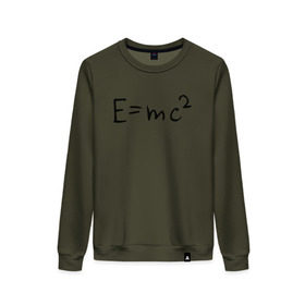 Женский свитшот хлопок с принтом E=mc2 в Кировске, 100% хлопок | прямой крой, круглый вырез, на манжетах и по низу широкая трикотажная резинка  | emc 2 | emc2 | знаменитые формулы | физика | формулы | эйнштейн