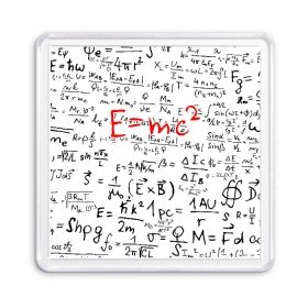 Магнит 55*55 с принтом E=mc2 (редач) в Кировске, Пластик | Размер: 65*65 мм; Размер печати: 55*55 мм | Тематика изображения на принте: emc 2 | emc2 | знаменитые формулы | физика | формулы | эйнштейн