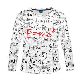 Женский лонгслив 3D с принтом E=mc2 (редач) в Кировске, 100% полиэстер | длинные рукава, круглый вырез горловины, полуприлегающий силуэт | emc 2 | emc2 | знаменитые формулы | физика | формулы | эйнштейн
