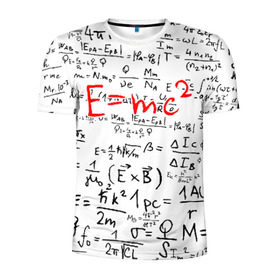 Мужская футболка 3D спортивная с принтом E=mc2 (редач) в Кировске, 100% полиэстер с улучшенными характеристиками | приталенный силуэт, круглая горловина, широкие плечи, сужается к линии бедра | emc 2 | emc2 | знаменитые формулы | физика | формулы | эйнштейн