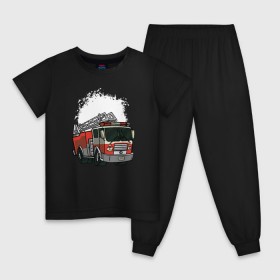 Детская пижама хлопок с принтом Пожарная Машина в Кировске, 100% хлопок |  брюки и футболка прямого кроя, без карманов, на брюках мягкая резинка на поясе и по низу штанин
 | огонь | пожар | пожарная | пожарная охрана | пожарник | пожарный