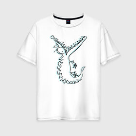 Женская футболка хлопок Oversize с принтом Крокодил в Кировске, 100% хлопок | свободный крой, круглый ворот, спущенный рукав, длина до линии бедер
 | забавный | крокодил | рисунок
