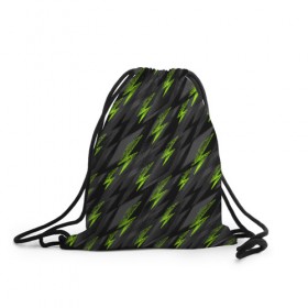 Рюкзак-мешок 3D с принтом Зеленые молнии в Кировске, 100% полиэстер | плотность ткани — 200 г/м2, размер — 35 х 45 см; лямки — толстые шнурки, застежка на шнуровке, без карманов и подкладки | 
