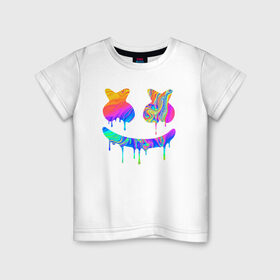 Детская футболка хлопок с принтом MARSHMELLO MELT в Кировске, 100% хлопок | круглый вырез горловины, полуприлегающий силуэт, длина до линии бедер | america | dj | marshmello | melt | usa | америка | маршмелло