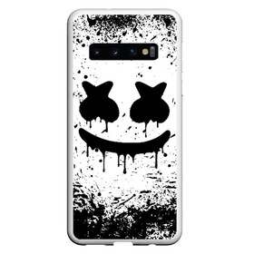 Чехол для Samsung Galaxy S10 с принтом MARSHMELLO MELT в Кировске, Силикон | Область печати: задняя сторона чехла, без боковых панелей | Тематика изображения на принте: america | dj | marshmello | usa | америка | брызги | краски | маршмелло