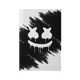 Обложка для паспорта матовая кожа с принтом MARSHMELLO MELT в Кировске, натуральная матовая кожа | размер 19,3 х 13,7 см; прозрачные пластиковые крепления | Тематика изображения на принте: america | dj | marshmello | usa | америка | брызги | краски | маршмелло