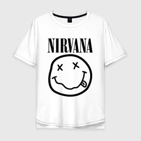 Мужская футболка хлопок Oversize с принтом NIRVANA в Кировске, 100% хлопок | свободный крой, круглый ворот, “спинка” длиннее передней части | nirvana | smile | курт кобейн | нирвана | смайл