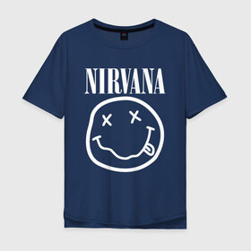 Мужская футболка хлопок Oversize с принтом NIRVANA в Кировске, 100% хлопок | свободный крой, круглый ворот, “спинка” длиннее передней части | nirvana | smile | курт кобейн | нирвана | смайл