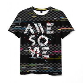 Мужская футболка 3D с принтом Awesome - Классный в Кировске, 100% полиэфир | прямой крой, круглый вырез горловины, длина до линии бедер | awesome | абстракт | классный | клевый | крутой | линии | потрясающий | текст