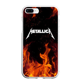 Чехол для iPhone 7Plus/8 Plus матовый с принтом METALLICA (НА СПИНЕ) в Кировске, Силикон | Область печати: задняя сторона чехла, без боковых панелей | fire | flame | metallica | металлика | огонь | пламя