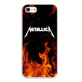 Чехол для iPhone 5/5S матовый с принтом METALLICA (НА СПИНЕ) в Кировске, Силикон | Область печати: задняя сторона чехла, без боковых панелей | fire | flame | metallica | металлика | огонь | пламя