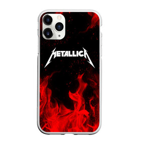 Чехол для iPhone 11 Pro Max матовый с принтом METALLICA (НА СПИНЕ) в Кировске, Силикон |  | fire | flame | metallica | металлика | огонь | пламя