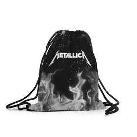 Рюкзак-мешок 3D с принтом METALLICA (НА СПИНЕ) в Кировске, 100% полиэстер | плотность ткани — 200 г/м2, размер — 35 х 45 см; лямки — толстые шнурки, застежка на шнуровке, без карманов и подкладки | fire | flame | metallica | металлика | огонь | пламя