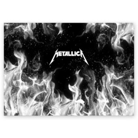 Поздравительная открытка с принтом METALLICA (НА СПИНЕ) в Кировске, 100% бумага | плотность бумаги 280 г/м2, матовая, на обратной стороне линовка и место для марки
 | fire | flame | metallica | металлика | огонь | пламя