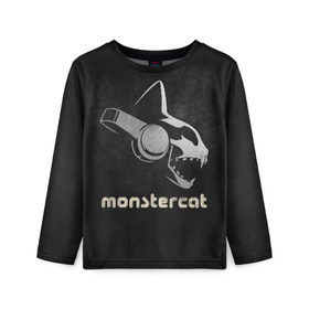 Детский лонгслив 3D с принтом Monstercat в Кировске, 100% полиэстер | длинные рукава, круглый вырез горловины, полуприлегающий силуэт
 | monstercat | клуб | клубная музыка | кот | котенок | кошка | лейбл | монстар | монстар кет | монстер | музыка | танцевальная музыка | электронная | электронная музыка