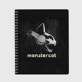 Тетрадь с принтом Monstercat в Кировске, 100% бумага | 48 листов, плотность листов — 60 г/м2, плотность картонной обложки — 250 г/м2. Листы скреплены сбоку удобной пружинной спиралью. Уголки страниц и обложки скругленные. Цвет линий — светло-серый
 | Тематика изображения на принте: monstercat | клуб | клубная музыка | кот | котенок | кошка | лейбл | монстар | монстар кет | монстер | музыка | танцевальная музыка | электронная | электронная музыка