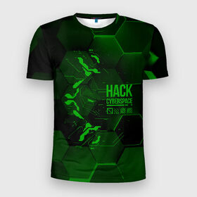 Мужская футболка 3D спортивная с принтом Hack Cyberspace в Кировске, 100% полиэстер с улучшенными характеристиками | приталенный силуэт, круглая горловина, широкие плечи, сужается к линии бедра | Тематика изображения на принте: cyberpunk | hack | hack cyberspace | hacker | абстракция | взлом | микросхема | минимализм | программер | программист | сеть | хакер