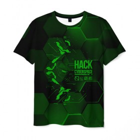 Мужская футболка 3D с принтом Hack Cyberspace в Кировске, 100% полиэфир | прямой крой, круглый вырез горловины, длина до линии бедер | cyberpunk | hack | hack cyberspace | hacker | абстракция | взлом | микросхема | минимализм | программер | программист | сеть | хакер