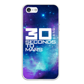 Чехол для iPhone 5/5S матовый с принтом 30 SECONDS TO MARS в Кировске, Силикон | Область печати: задняя сторона чехла, без боковых панелей | Тематика изображения на принте: 30 seconds to mars | 30 секунд до марса | space | джаред лето | космос