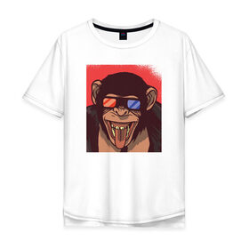 Мужская футболка хлопок Oversize с принтом Обезьяна 3D в Кировске, 100% хлопок | свободный крой, круглый ворот, “спинка” длиннее передней части | 3d | 3д | monkey | горилла | гориллы | кинотеатр | обезьяна | обезьяны