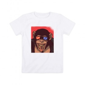 Детская футболка хлопок с принтом Обезьяна 3D в Кировске, 100% хлопок | круглый вырез горловины, полуприлегающий силуэт, длина до линии бедер | 3d | 3д | monkey | горилла | гориллы | кинотеатр | обезьяна | обезьяны