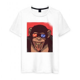 Мужская футболка хлопок с принтом Обезьяна 3D в Кировске, 100% хлопок | прямой крой, круглый вырез горловины, длина до линии бедер, слегка спущенное плечо. | 3d | 3д | monkey | горилла | гориллы | кинотеатр | обезьяна | обезьяны