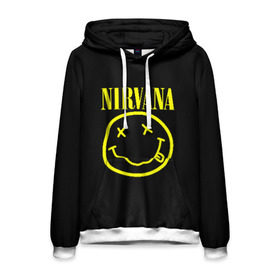 Мужская толстовка 3D с принтом NIRVANA в Кировске, 100% полиэстер | двухслойный капюшон со шнурком для регулировки, мягкие манжеты на рукавах и по низу толстовки, спереди карман-кенгуру с мягким внутренним слоем. | Тематика изображения на принте: nirvana | smile | курт кобейн | нирвана | смайл