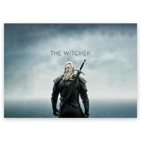 Поздравительная открытка с принтом THE WITCHER (Сериал) в Кировске, 100% бумага | плотность бумаги 280 г/м2, матовая, на обратной стороне линовка и место для марки
 | bird | game | games | geralt | hunter | logo | monsters | series | star | the | witcher | wolf | ведьмак | волк | геральт | звезда | игра | игры | лого | медальон | монстры | охотник | птица | сериал | символ