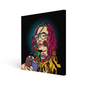 Холст квадратный с принтом Lil Pump в Кировске, 100% ПВХ |  | Тематика изображения на принте: esskeetit | gazzy garcia | gucci gang | lil pump | lilpump | газзи гарсия | лил памп | рэп | рэпер | эшкере