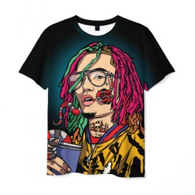 Мужская футболка 3D с принтом Lil Pump в Кировске, 100% полиэфир | прямой крой, круглый вырез горловины, длина до линии бедер | esskeetit | gazzy garcia | gucci gang | lil pump | lilpump | газзи гарсия | лил памп | рэп | рэпер | эшкере