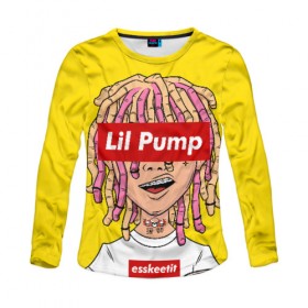 Женский лонгслив 3D с принтом Lil Pump в Кировске, 100% полиэстер | длинные рукава, круглый вырез горловины, полуприлегающий силуэт | esskeetit | gazzy garcia | gucci gang | lil pump | lilpump | газзи гарсия | лил памп | рэп | рэпер | эшкере