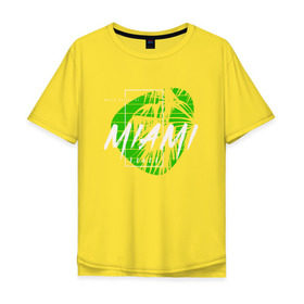 Мужская футболка хлопок Oversize с принтом Miami beach в Кировске, 100% хлопок | свободный крой, круглый ворот, “спинка” длиннее передней части | beach | miami | летняя | лето | майами | маями | отдых | отпуск | пальмы | пляж