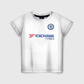 Детская футболка 3D с принтом Chelsea away 19-20 в Кировске, 100% гипоаллергенный полиэфир | прямой крой, круглый вырез горловины, длина до линии бедер, чуть спущенное плечо, ткань немного тянется | champions | chelsea | england | league | англия | лига | челси | чемпионов