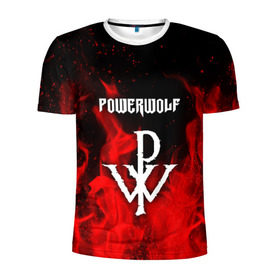 Мужская футболка 3D спортивная с принтом POWERWOLF в Кировске, 100% полиэстер с улучшенными характеристиками | приталенный силуэт, круглая горловина, широкие плечи, сужается к линии бедра | powerwolf | wolf | метал | пауэр метал. | повервольф | поверфульф | рок | хэви металб