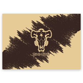 Поздравительная открытка с принтом ЧЁРНЫЙ КЛЕВЕР в Кировске, 100% бумага | плотность бумаги 280 г/м2, матовая, на обратной стороне линовка и место для марки
 | asta | black bull | black clover | bull | clover | аста | бык | клевер | чёрный бык | чёрный клевер