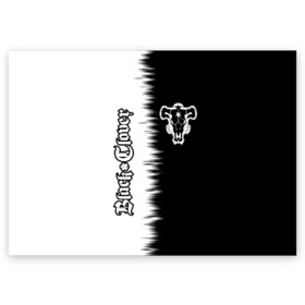 Поздравительная открытка с принтом ЧЁРНЫЙ КЛЕВЕР в Кировске, 100% бумага | плотность бумаги 280 г/м2, матовая, на обратной стороне линовка и место для марки
 | asta | black bull | black clover | bull | clover | аста | бык | клевер | чёрный бык | чёрный клевер