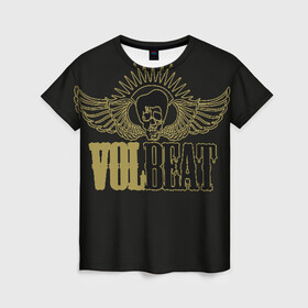 Женская футболка 3D с принтом Volbeat  в Кировске, 100% полиэфир ( синтетическое хлопкоподобное полотно) | прямой крой, круглый вырез горловины, длина до линии бедер | groove metal | hardcore | psychobilly | volbeat | волбит