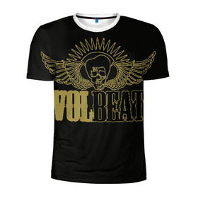Мужская футболка 3D спортивная с принтом Volbeat в Кировске, 100% полиэстер с улучшенными характеристиками | приталенный силуэт, круглая горловина, широкие плечи, сужается к линии бедра | Тематика изображения на принте: groove metal | hardcore | psychobilly | volbeat | волбит