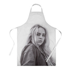 Фартук 3D с принтом BILLIE EILISH в Кировске, 100% полиэстер | общий размер — 65 х 85 см, ширина нагрудника — 26 см, горловина — 53 см, длина завязок — 54 см, общий обхват в поясе — 173 см. Принт на завязках и на горловине наносится с двух сторон, на основной части фартука — только с внешней стороны | ayelish | bad guy | bellyache | bilie eilish | bilie elish | billie | billie eilish | eilish | electronic | elish | music | били айлиш | билли айлиш | эйлиш | элиш