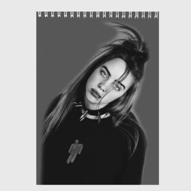 Скетчбук с принтом BILLIE EILISH в Кировске, 100% бумага
 | 48 листов, плотность листов — 100 г/м2, плотность картонной обложки — 250 г/м2. Листы скреплены сверху удобной пружинной спиралью | ayelish | bad guy | bellyache | bilie eilish | bilie elish | billie | billie eilish | eilish | electronic | elish | music | били айлиш | билли айлиш | эйлиш | элиш