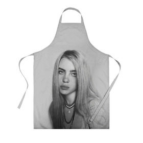 Фартук 3D с принтом BILLIE EILISH в Кировске, 100% полиэстер | общий размер — 65 х 85 см, ширина нагрудника — 26 см, горловина — 53 см, длина завязок — 54 см, общий обхват в поясе — 173 см. Принт на завязках и на горловине наносится с двух сторон, на основной части фартука — только с внешней стороны | ayelish | bad guy | bellyache | bilie eilish | bilie elish | billie | billie eilish | eilish | electronic | elish | music | били айлиш | билли айлиш | эйлиш | элиш