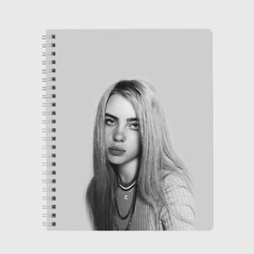 Тетрадь с принтом BILLIE EILISH в Кировске, 100% бумага | 48 листов, плотность листов — 60 г/м2, плотность картонной обложки — 250 г/м2. Листы скреплены сбоку удобной пружинной спиралью. Уголки страниц и обложки скругленные. Цвет линий — светло-серый
 | ayelish | bad guy | bellyache | bilie eilish | bilie elish | billie | billie eilish | eilish | electronic | elish | music | били айлиш | билли айлиш | эйлиш | элиш