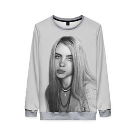 Женский свитшот 3D с принтом BILLIE EILISH в Кировске, 100% полиэстер с мягким внутренним слоем | круглый вырез горловины, мягкая резинка на манжетах и поясе, свободная посадка по фигуре | ayelish | bad guy | bellyache | bilie eilish | bilie elish | billie | billie eilish | eilish | electronic | elish | music | били айлиш | билли айлиш | эйлиш | элиш