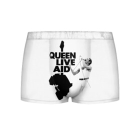 Мужские трусы 3D с принтом Queen LIVE AID в Кировске, 50% хлопок, 50% полиэстер | классическая посадка, на поясе мягкая тканевая резинка | Тематика изображения на принте: bohemian | brian | freddie | john | mercury | must go on | queen | rhapsody | roger | taylor | the miracle | the show | богемская | рапсодия | роджер тейлор | фредди меркьюри