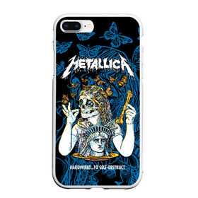 Чехол для iPhone 7Plus/8 Plus матовый с принтом Metallica в Кировске, Силикон | Область печати: задняя сторона чехла, без боковых панелей | american | bone | butterflies | death | fly | girl | head | james hetfield | kirk hammett | metal band | metallica | music | plate | rock | skull | statue of liberty | американская | бабочки | голова | девушка | держит | кость | кушает | летают | металлик