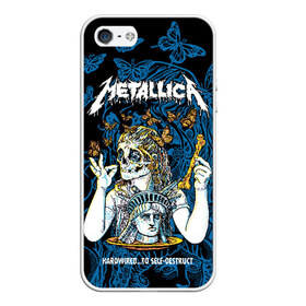 Чехол для iPhone 5/5S матовый с принтом Metallica в Кировске, Силикон | Область печати: задняя сторона чехла, без боковых панелей | american | bone | butterflies | death | fly | girl | head | james hetfield | kirk hammett | metal band | metallica | music | plate | rock | skull | statue of liberty | американская | бабочки | голова | девушка | держит | кость | кушает | летают | металлик